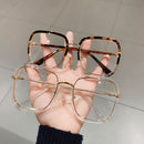 Green Clear Print Square Anti-blue Light Eyeglasses For Women Alloy Leopard Oversize Computer Myopia Glasses Frame Female Shades