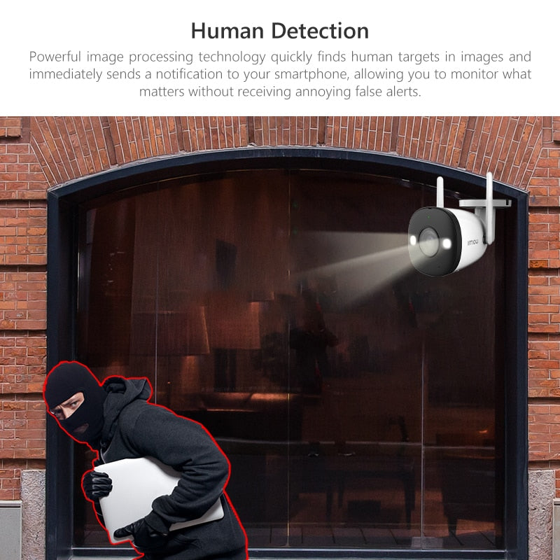 Dahua Imou Bullet 2E 2MP 4MP Cámara de visión nocturna a todo color WiFi Exterior Impermeable Seguridad para el hogar Detección humana Cámara Ip