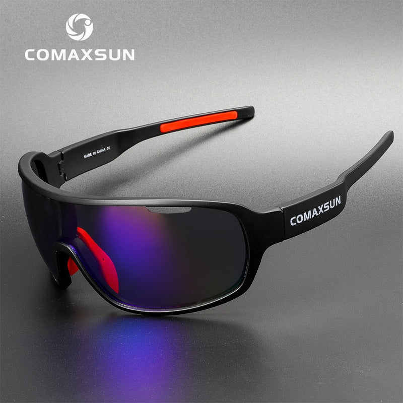 COMAXSUN Polarisierte Fahrradbrille Fahrradreitschutzbrille Fahren Angeln Outdoor Sport Sonnenbrille UV 400 3 Linsen