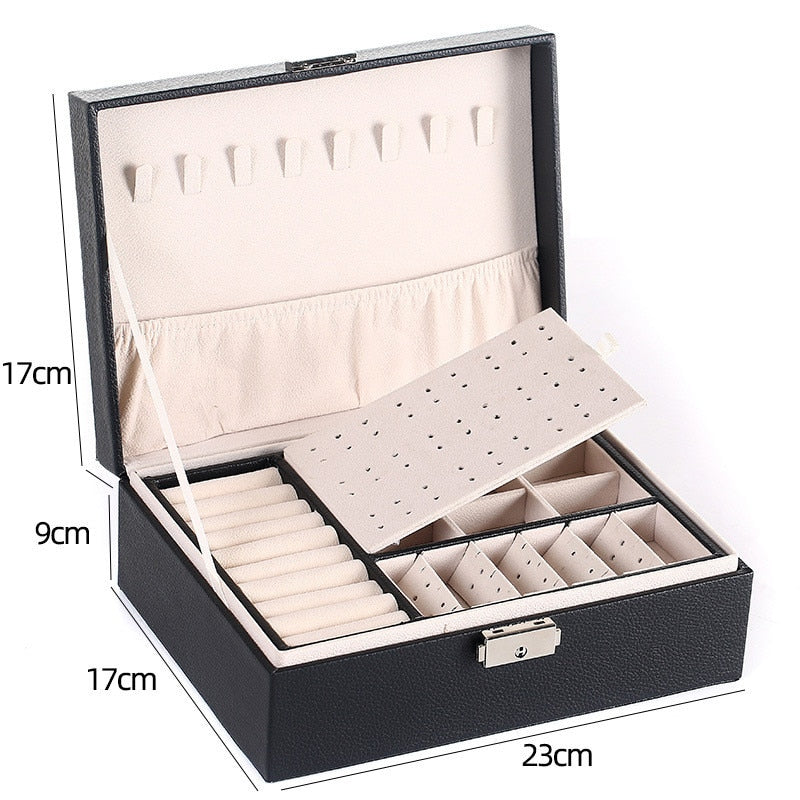 Exhibición de almacenamiento de joyas de cuero PU Caja de embalaje multifunción de estilo europeo portátil con cajón Regalo de invierno