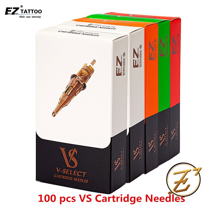 100/200Pcs Mixed Sizes EZ V-Select Tattoo Cartridge Needle kits RL RS M1 CM Disposable Tattoo Needles Kits Tattoo Grips
