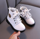 2022 Autumn/Winter Children Boots Boys Girls Leather Snow Boots Plush Fashion Waterproof Non-slip Warm Kids Boots Shoes 21-30