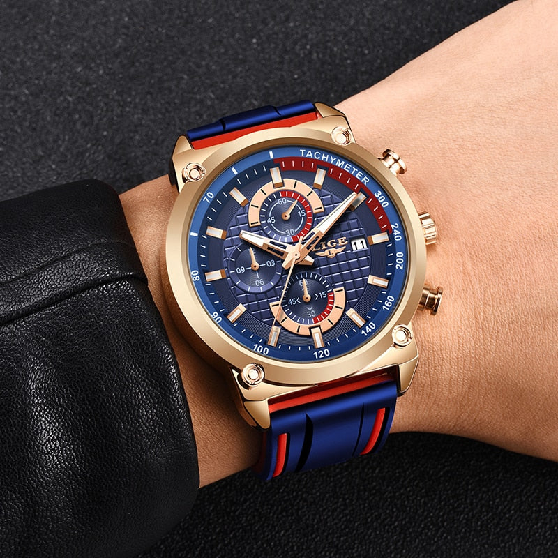 Nuevo Top moda cronógrafo cuarzo hombres relojes LIGE correa de silicona fecha reloj de pulsera masculino luminoso reloj Relogio Masculino