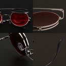 SHAUNA primavera bisagra linda cara sonriente mujeres plegable Punk gafas de sol hombres únicos doble lente tintado Steampunk gafas UV400