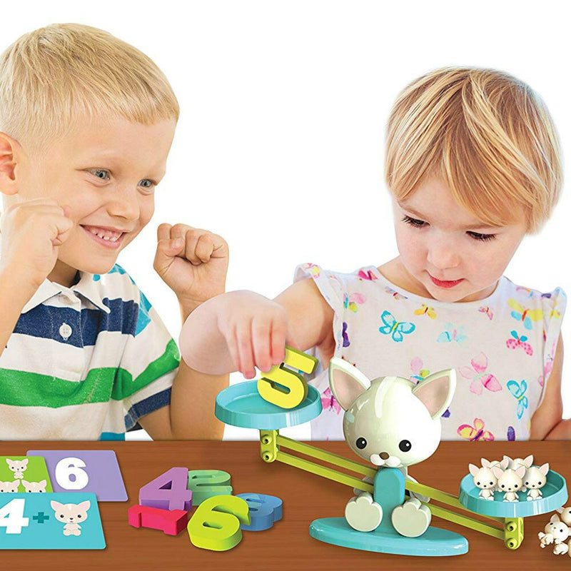 Montessori Math Match Game Board Toys Monkey Puppy Balancing Scale Number Balance Games Baby Learning Toy Animal Action Figures