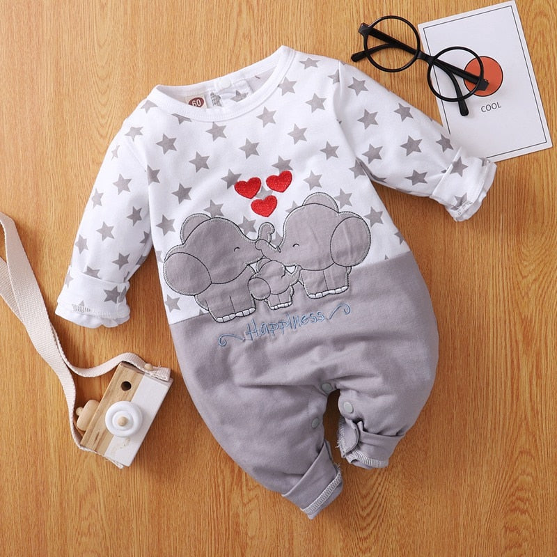 Infant Newborn Baby Romper Baby Girls Boys Long Sleeve Star Cartoon Giraffe Animal Print Rompers Jumpsuit Outfits For babies