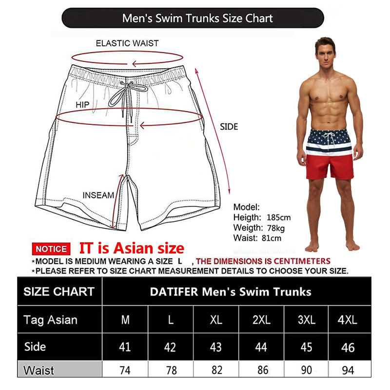 DATIFER New Quick Dry Mens Swim Shorts Summer Board Pants Surf Swimwear Beach Gym Swimsuit With Brief Mesh Lining Liner ES6C