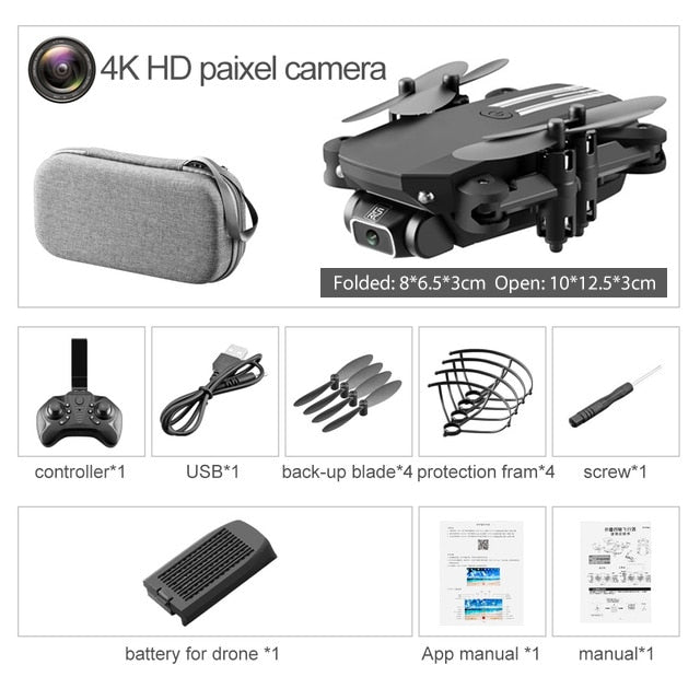 Mini-RC-Drohne 4K HD-Kamera Quadcopter WiFi Fpv Air Pressure Altitude Hold Black And Foldable Mobile Control Dron Toys 2021