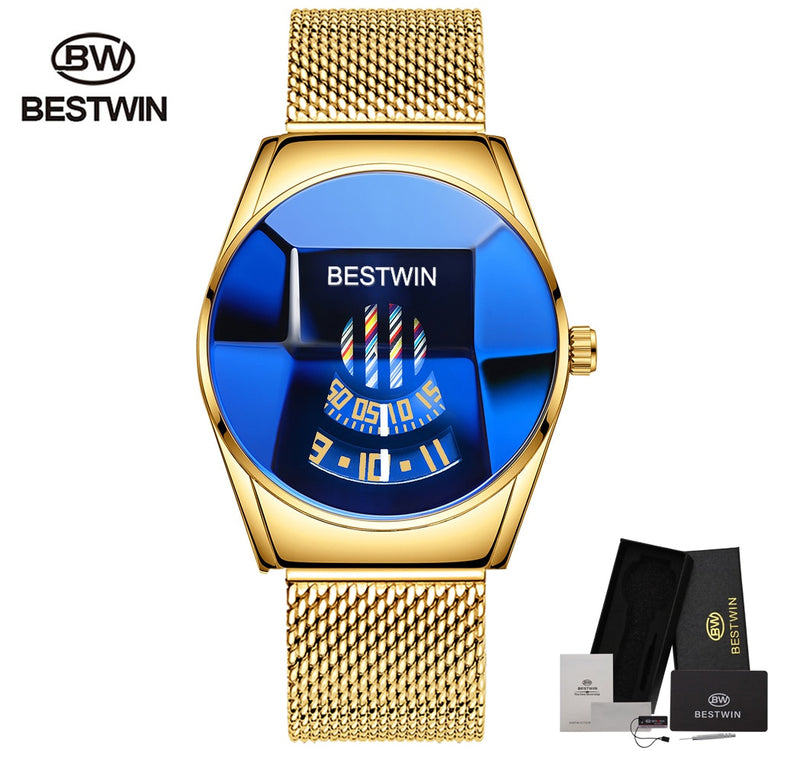 New Sport BESTWIN Mens Quartz Watches Hot Luxury Brand Watch For Men Silicone Wristwatch Waterproof Clock Relogio Masculino
