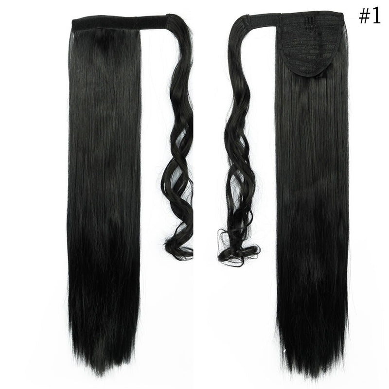 S-noilite Synthetic Women Drawstring Long Straight Hair Extensions Piece clip in Wrap Around Ponytail Multi-Colors Real Natural