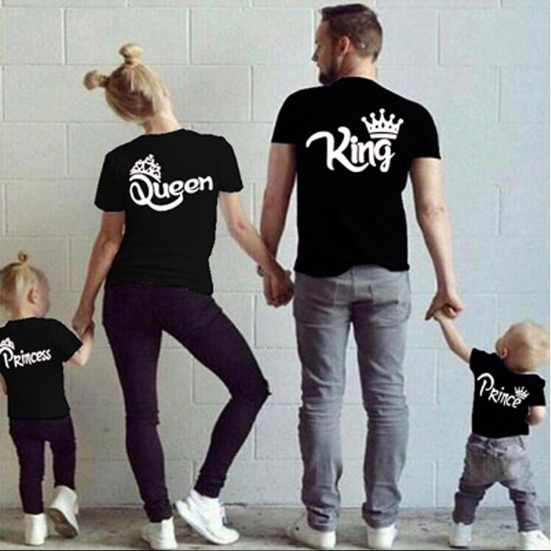 Ropa a juego para la familia, camiseta de algodón para padre, madre, hija, hijo, rey, reina, hombres, mujeres, camiseta Groot de talla grande, camiseta de verano