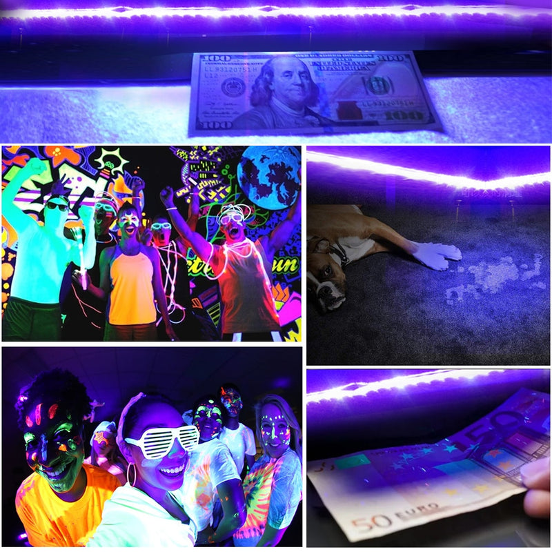 UV LED Strip Light 5V DC 2835 0.5M 1M 2M Waterproof  Purple Ribbon Ultraviolet USB Rope Tape for DJ Fluorescence