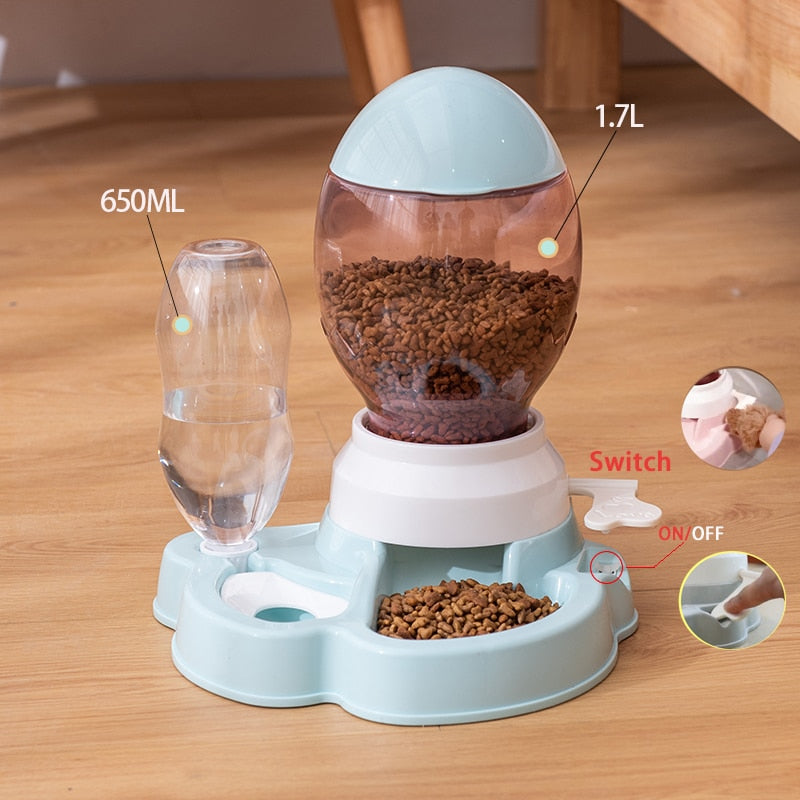 1.7L Pet Dog Cat Automatic Feeder Bowl for Cats Drinker Water 650ml Bottle Kitten Bowls Dogs Food Feeding Container Supplies