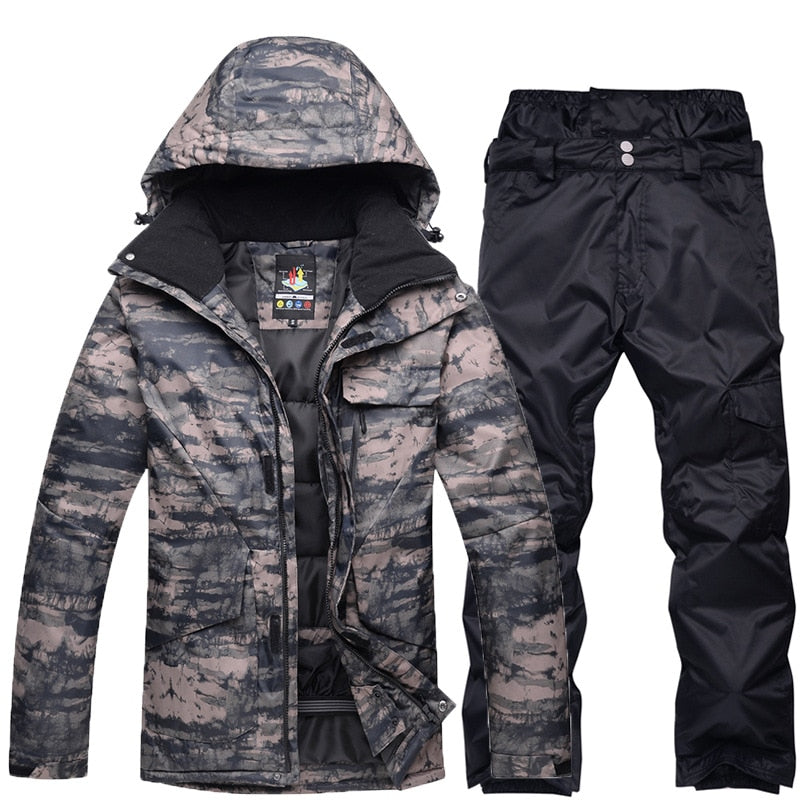 Neue Herren Tarnung Skianzug Wasserdichte Atmungsaktive Snowboardjacke Winter Schneehose Anzüge Herren Skifahren und Snowboarden Sets