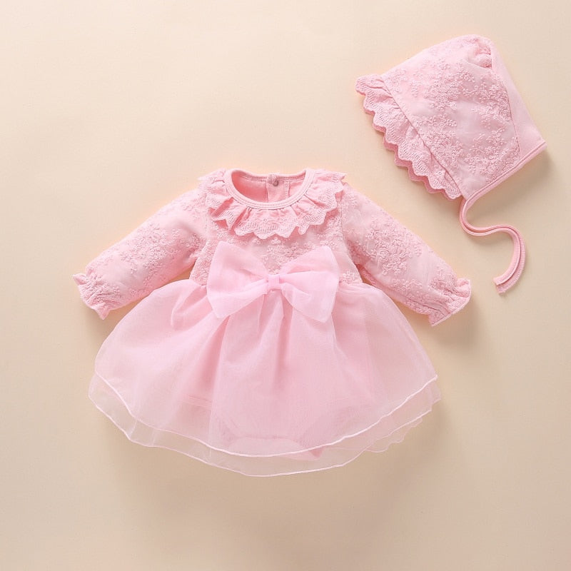 Baby Baptism Dress 2022 Bow Newborn Baby Girls Infant Dresses &amp; Clothes Snow White Baby Dress 1 Year Old Birthday Girl Dress