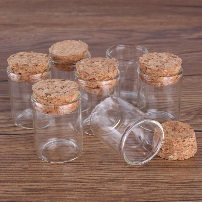 15ml/25ml/30ml/35ml/40ml/45ml/50ml/55ml/60ml/80ml/100ml Small Glass Test Tube with Cork Stopper Bottles Jars Vials 24 pieces