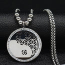 2022 Flower of Life Crystal Stainless Steel Chain Necklace Women Silver Color Bead Long Necklace Jewelry colgante mujer N129S02