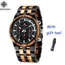 Mix Sandal Wood Men Sport Relojes Reloj de pulsera de madera Reloj de bambú de madera para hombres Correa de madera Cuarzo Husband Cronógrafo Relogio