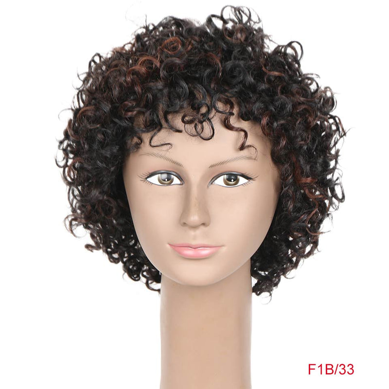 Pelucas rizadas sueltas cortas de Rebecca para mujeres negras, pelucas de cabello humano rizado Remy brasileño, peluca corta, peluca completa de Cosplay Rubio rojo