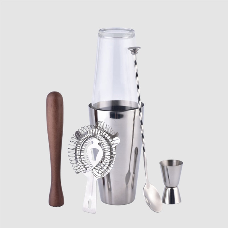 Vino Coctelera Batidora Boston Receta Mezclador Shaker Bartender Barware Kit Cocina Bar Herramientas Acero inoxidable Coctelera Set