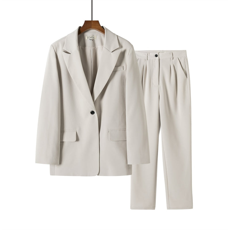 GCAROL mujer Blazer y pantalones de guardia conjuntos de dos piezas OL chaqueta de un solo pecho traje Formal pantalones plisados ​​primavera Otoño Invierno