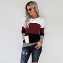 Autumn And Winter Woman Knitted Clothes Sweaters Stitching Color Long Sleeve Winter Blouses For Top Clothing For Women&