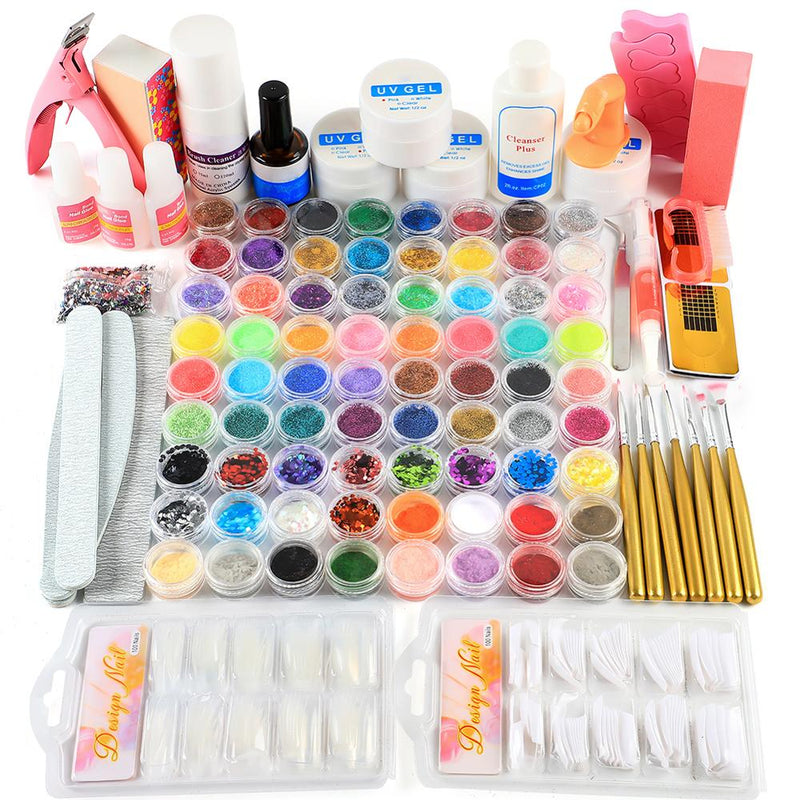COSCELIA Nail Acrylic Liquid Glitter Powder Manicure Set UV Gel Nail Art Tools Acrylic Nail Kit Brush Fake Nails Supplies Sets