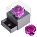 Girls Gift Natural Preserved Rose Jewelry Box /w Love Necklace Eteternal Flowers Jewelry Storage Case Birthday Gifts for Women