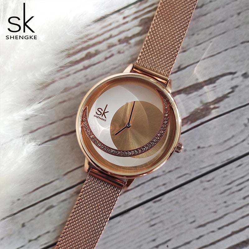 Shengke Crystal Women Watch Luxury Brand Ladies&