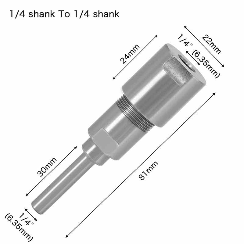 Broca para enrutador de vástago de 1/4 ", 8mm, 12mm, 1/2", convertidor de varilla de extensión, accesorios para máquina de grabado para fresa de madera