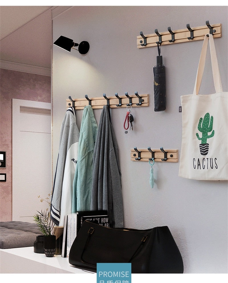 Nordic Fashion Style Bedroom Furniture Coat Rack Clothes Hanger Hooks Living Room Closet Bamboo Hat Racks Coat Hanger Wall Hook