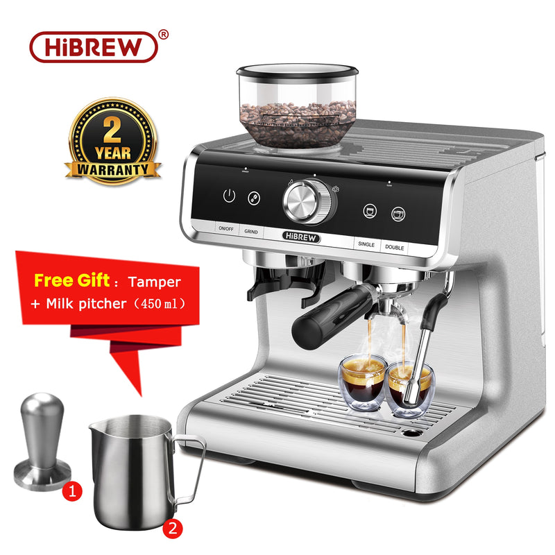 HiBREW Barista Pro 19Bar Bean to Espresso,Cafetera Cafetera de nivel comercial con kit completo para Cafe Hotel Restaurant H7