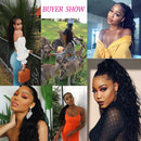 Natural Wavy Wave Drawstring Ponytail Human Hair Brazilian Afro Clip In Extensions Remy Hair Water Wave Ponytail 4 Combs 150g