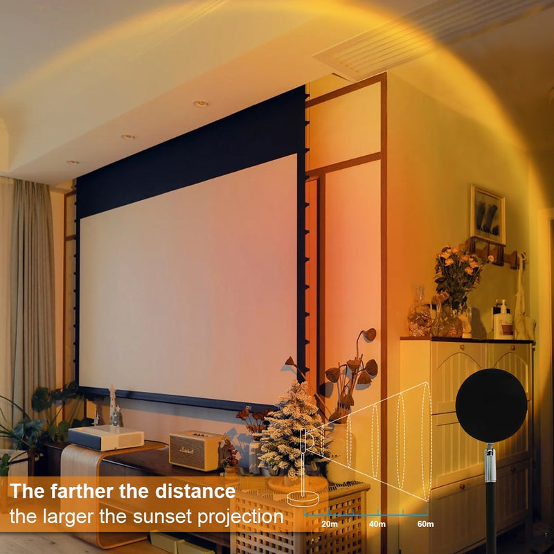 Sunset Projection Lamp,USB Port 180° Rotation LED Projector Lamp,For Bedroom  Selfie Atmosphere Creation