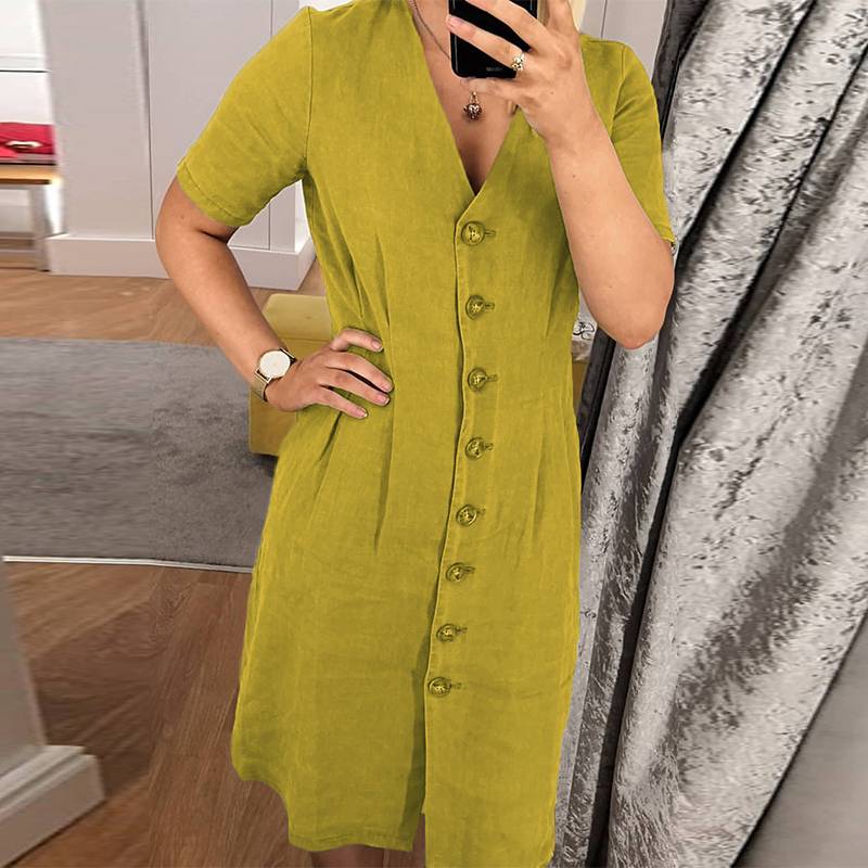 ZANZEA Women V neck Buttons Down Dress Summer Sleeveless Cotton Linen Sundress Casual Sarafans Vestido Party Tanks Dress