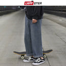 LAPPSTER Solid Blue Jeans Men 2022 Mens Korean Fashions Harem Denim Pants Male Vintage Streetwear Baggy Clothing Regular Fit