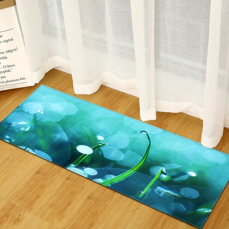 Kitchen Doormat 3D Green Grass Bamboo Print Floor Mat Hallway Living Room Balcony Bath Mat Non Slip Area Rugs Bathroom  Carpet