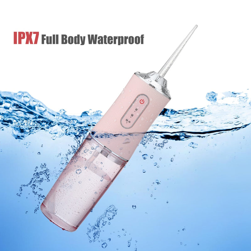 Irrigador bucal portátil Dental Water Flosser USB recargable Water Jet Floss Tooth Pick 4 Jet Tip 220ml 3 modos IPX7 1400rpm
