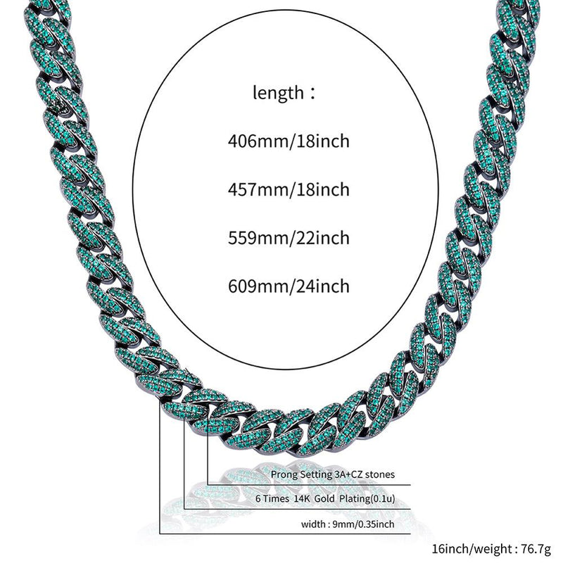 TOPGRILLZ 9mm Necklace Iced Micro Pave Cubic Zirconia Necklace Hip Hop Fashion Jewelry Women For Gift 14/15/16/18/22/24 inch