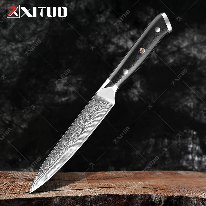 XITUO Damaskus Kochmesser 1-8 STÜCKE Professionelle Japan Sankotu Cleaver Bone Messer Utility Kiritsuke Schälmesser Küchenmesser Kochen