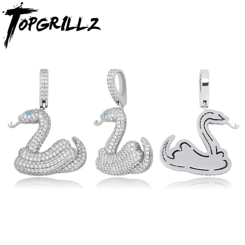 TOPGRILLZ Hip Hop Snake Pendant Necklace Micro Pave AAA+  Cubic Zirconia Pendant Hip Hop Fashion Jewelry Gift For Men Women