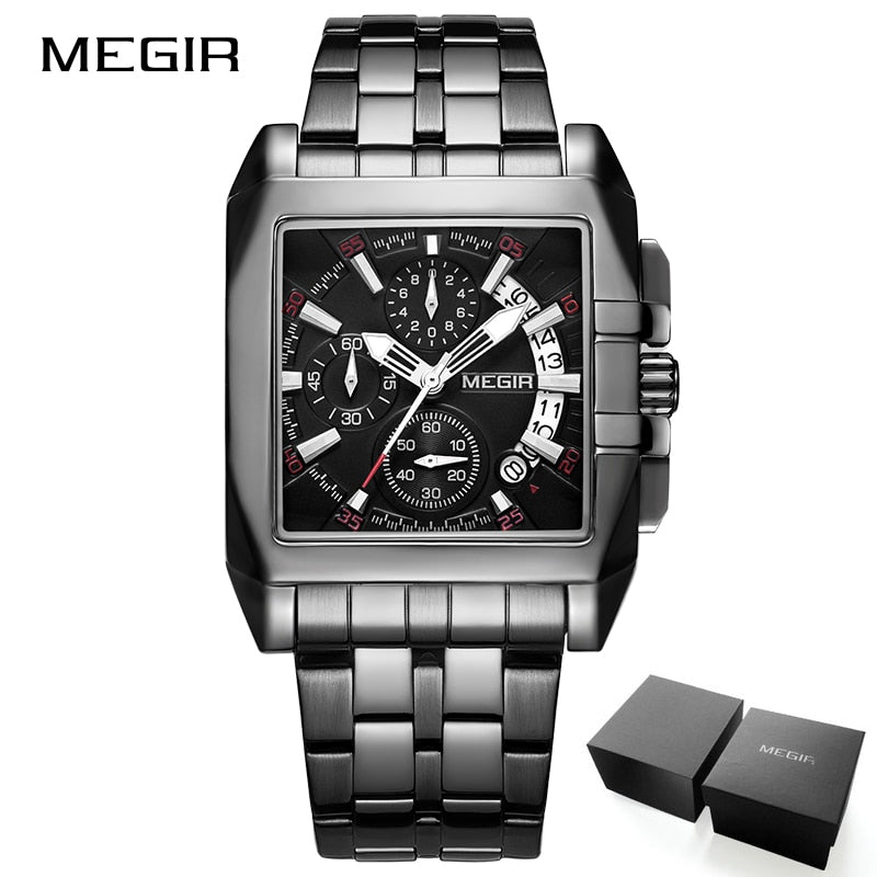 Hot Sale New MEGIR Brand Original Chronograph Quartz Men Watch Stainless-Steel Business Wrist Watch Male Clock Relogio Masculino