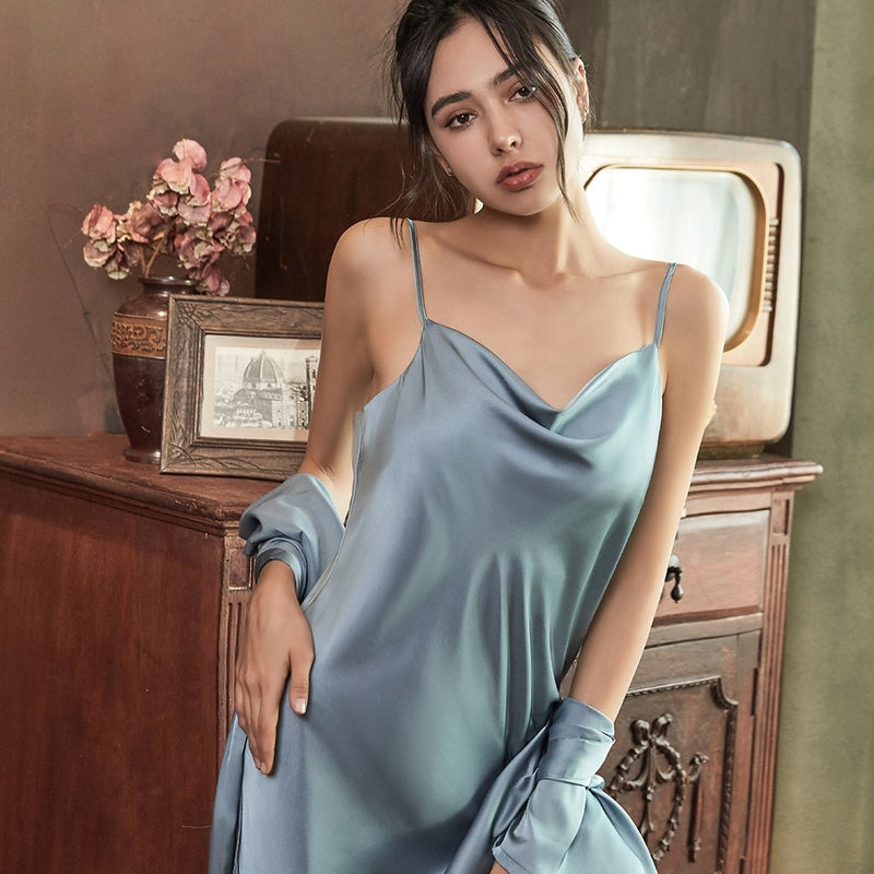 Satin Robe Female Intimate Lingerie Sleepwear Silky Bridal Wedding Gift Casual Kimono Bathrobe Gown Nightgown Sexy Nightwear