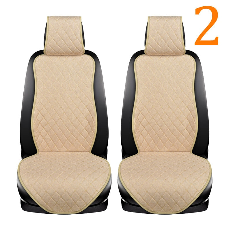 Funda protectora de verano para asiento de coche, cojín de asiento de lino para respaldo delantero y trasero de lino automático, almohadilla para Interior automotriz, camión, Suv, furgoneta