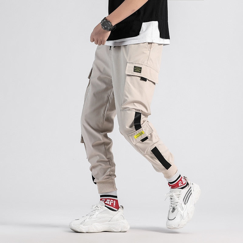 Pantalones Cargo negros para hombre, ropa informal estilo Hip Hop, pantalones bombachos para correr, pantalones de chándal Harajuku informales para hombre, novedad de verano 2021, pantalones para hombre