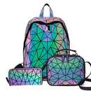 2022 New Luminous Backpack School Women Men Set Rucksack Female Lattice Backbag Holographic Shoulder Bags Purse mochila sac