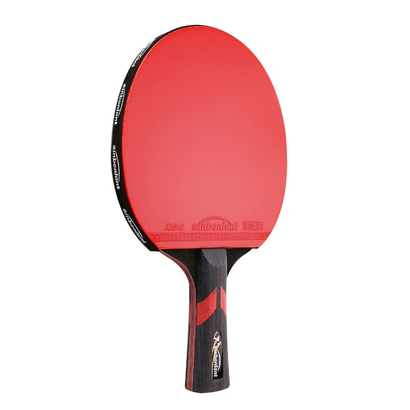 Raqueta de tenis profesional, hoja de carbono de mango largo corto, goma con granos de doble cara en raquetas de Ping Pong con estuche