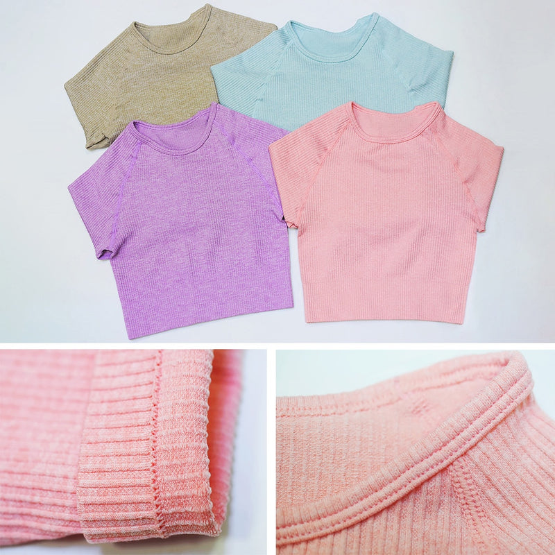 Workout Tops For Women Fitness Sport Yoga Top Knitted Yoga Shirt Seamless Top Long Sleeve Running Sport Shirt Women Sportswear