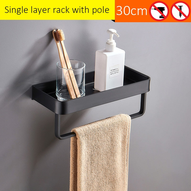 Black Bath Shelves Bathroom Shelf Organizer Nail-free Shampoo Holder Shelves  Storage Shelf Rack Bathroom Basket Holder EL1018