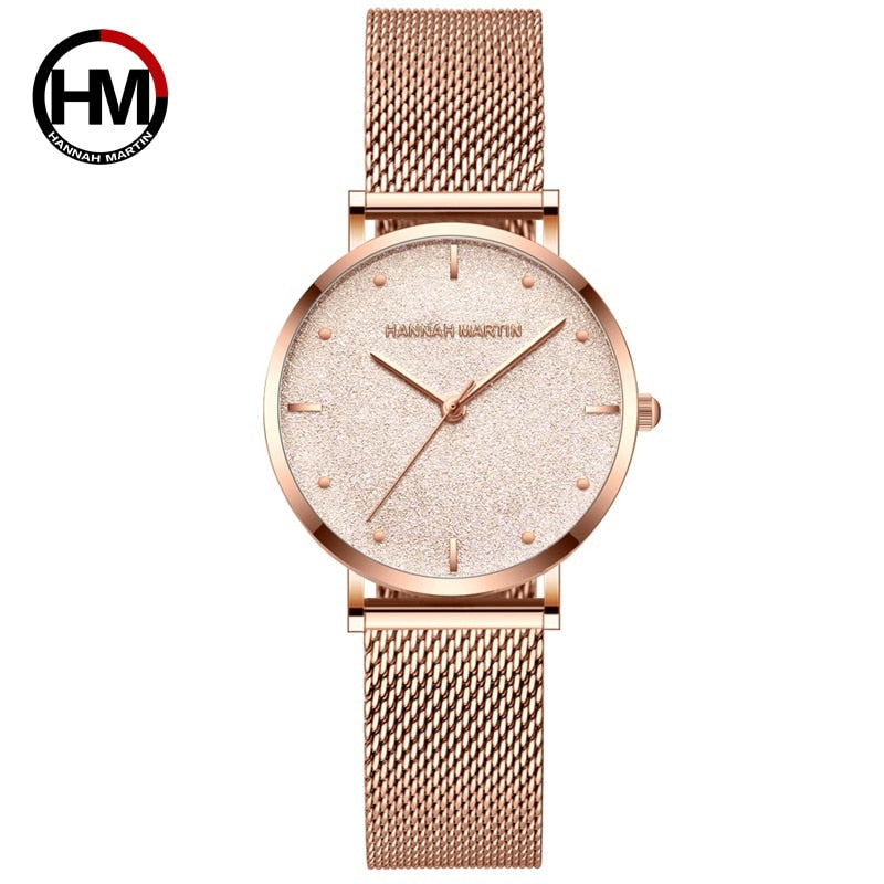 Frauen Uhren New Flash Stars Edelstahl Rose Gold Mesh Einzigartige Einfache Casual Quarz Wasserdichte Armbanduhren Uhr Heißer Verkauf